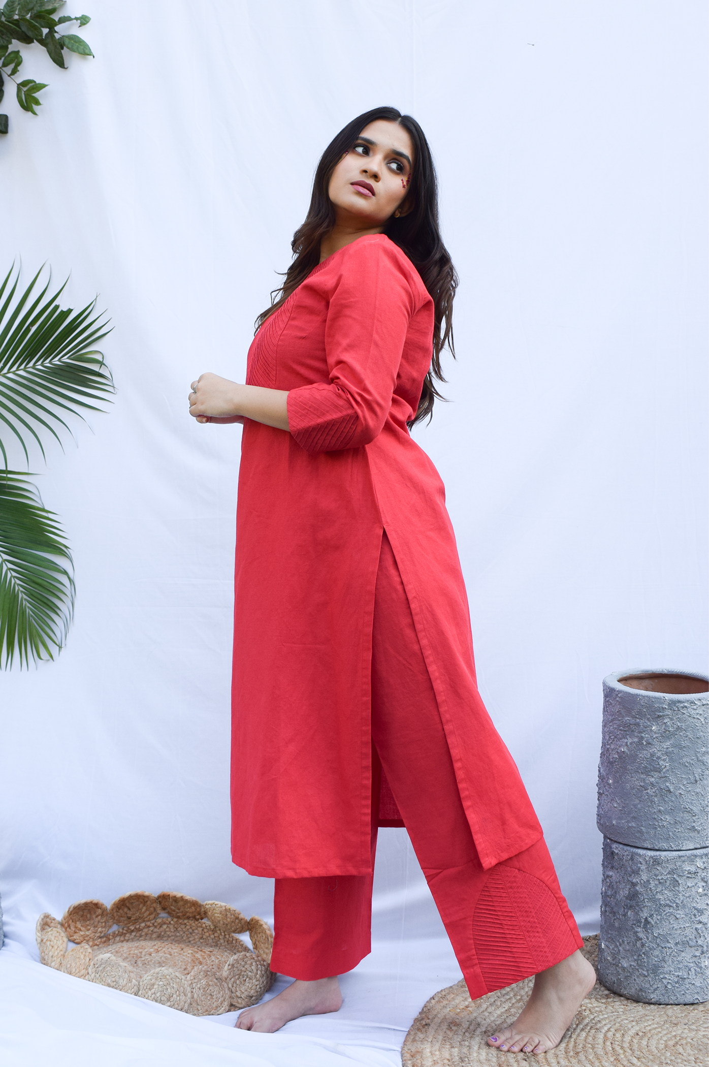 Georgette Ladies Red Kurti Pant Set, Machine Wash, Size: M at Rs 1900/set  in Bareilly