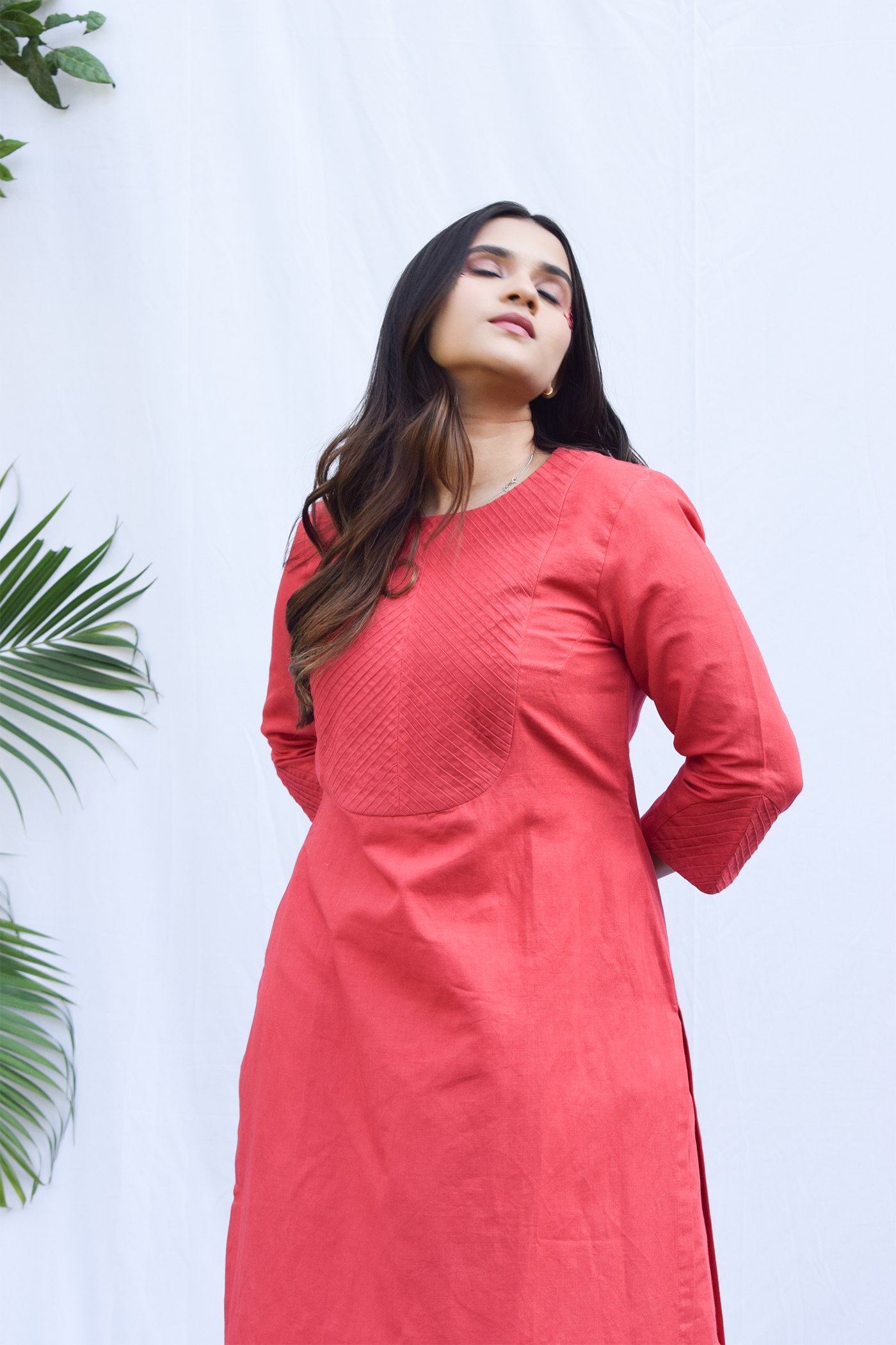 Red Cotton Suit Set: Printed Kurti, Pant, and Malmal Dupatta – Sukriti Store