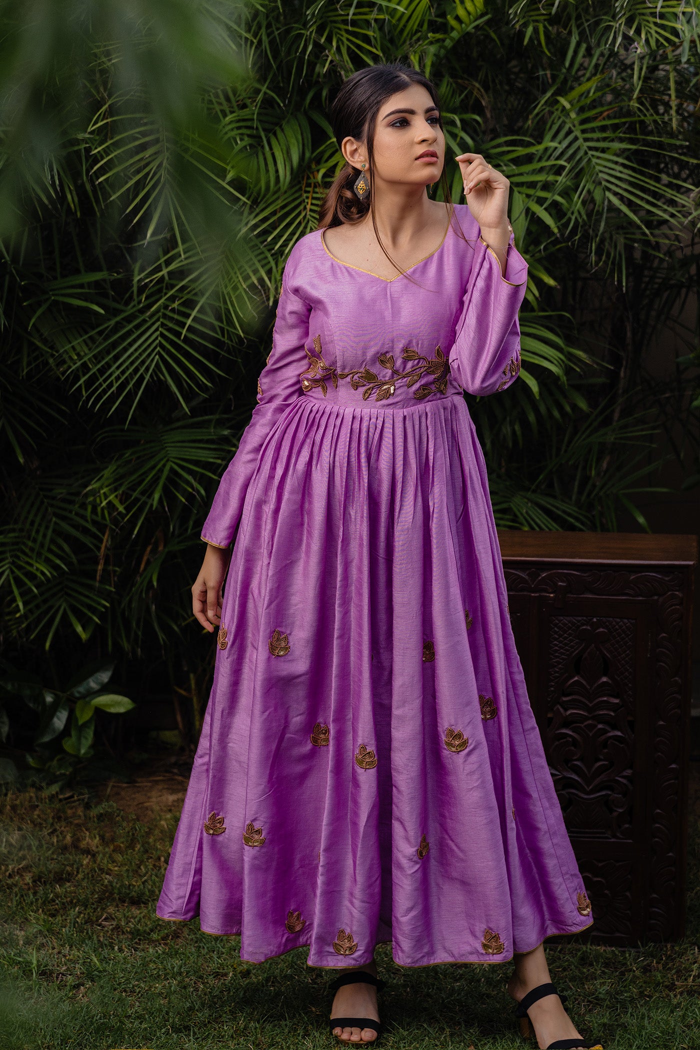 Lilac Pleated Anarkali Pooja Koshti Clothing